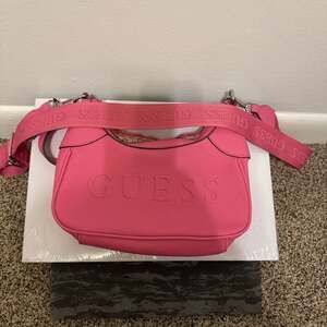 Guess Pink Embossed Logo Crossbody Bag with Adjustable Strap